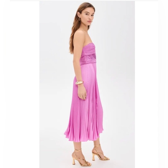 AMUR Harden Strapless Pleated Pink Midi Dress NWT - Picture 6 of 16